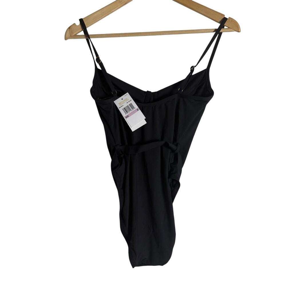 MICHAEL Michael Kors Black Underwire Gold Logo Belt One Piece Swimsuit Size 6 - Picture 10 of 13